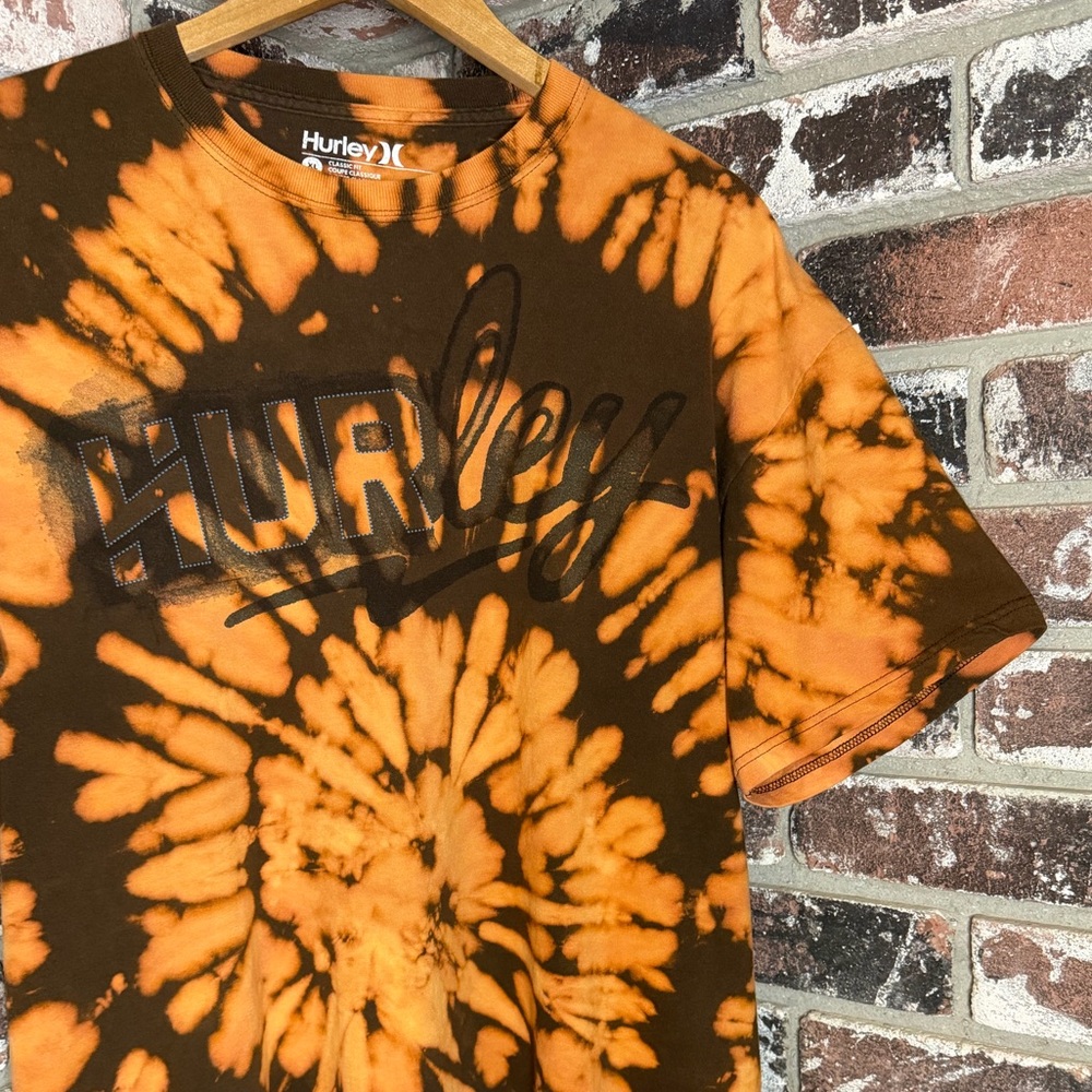 Hurley Graphic Logo Custom Bleach Spiral Tiedye Short Sleeve Men’s Tshirt